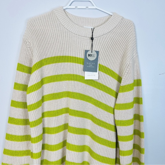 Kaffe KACILLA - Jumper - Cable Knot Oversized sand dollar green stripe/sand xl - Picture 5 of 14